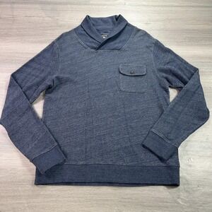 Pendleton Sweater Mens Medium Blue Shawl Collar Cotton Knit Pullover Surf Pocket